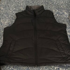 Lands End Black Quilted Vest with High Collar Large Petite
